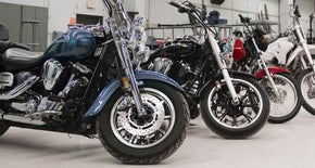 Motorcycles parked in a row 